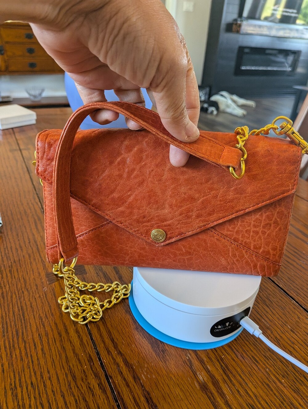 Rebecca Minkoff Mini MAC Crossbody – Rare Orange Ostrich Embossed Leather - Picture 7 of 15
